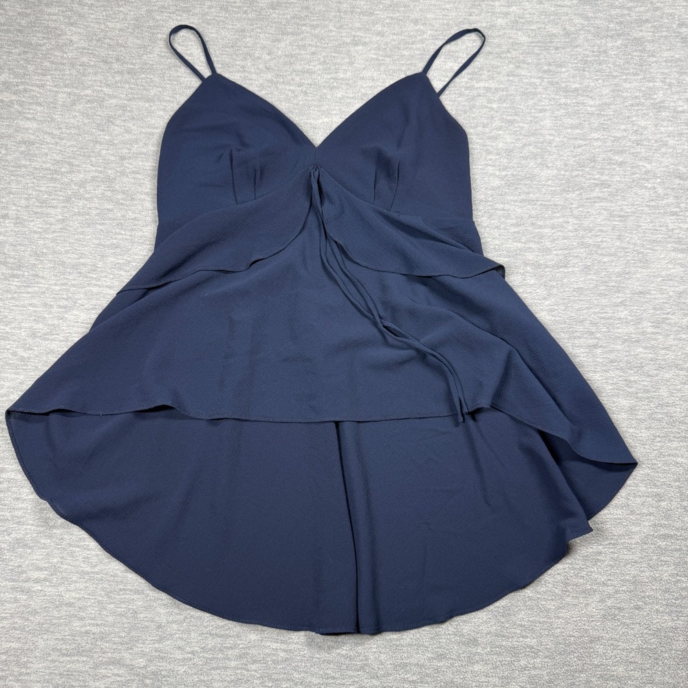 Alton Gray‎ Top Women XS Blue Layered Ruffle V-Neck Sleeveless Spaghetti Strap